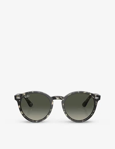 Ray Ban Ray-ban Womens Grey Rb7680s Larry Round-frame Tortoiseshell Acetate Sunglasses