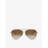 Ray Ban Ray-ban Womens Grey Rbr0101s Pilot-frame Metal Sunglasses In Grey