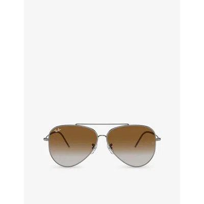 Ray Ban Ray-ban Womens Grey Rbr0101s Pilot-frame Metal Sunglasses