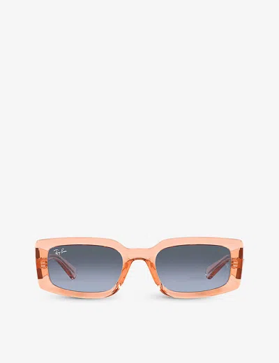 RAY BAN WOMENS ORANGE RB4395 KILIANE RECTANGLE-FRAME TRANSPARENT ACETATE SUNGLASSES,67069522