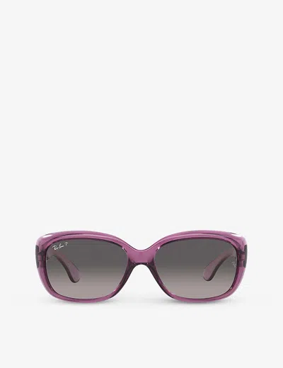 RAY BAN WOMENS PURPLE RB4101 JACKIE OHH RECTANGLE-FRAME ACETATE SUNGLASSES,52041458