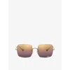Ray Ban Womens Gold Rb1971 Square-frame Metal Sunglasses