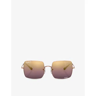 Ray Ban Womens Gold Rb1971 Square-frame Metal Sunglasses