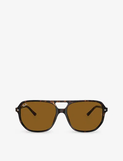 Ray Ban Womens Brown Rb2205 Bill One Irregular-frame Acetate Sunglasses