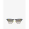 Ray Ban Womens Rb3807m Scuderia Ferrari Collection Square-frame Aluminium Sunglasses Blue In Blue