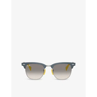 Ray Ban Womens Rb3807m Scuderia Ferrari Collection Square-frame Aluminium Sunglasses Blue