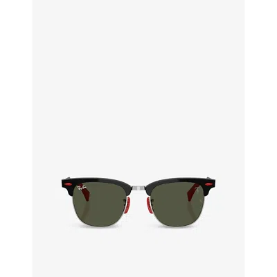 Ray Ban Womens Rb3807m Scuderia Ferrari Collection Square-frame Aluminium Sunglasses Silver