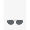 Ray Ban Womens Rb3845 Explorer V Irregular-frame Metal Sunglasses Brown In Blue