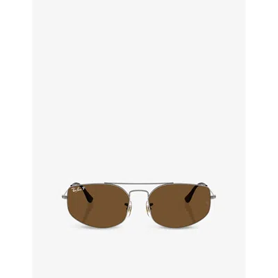 Ray Ban Womens Rb3845 Explorer V Irregular-frame Metal Sunglasses Silver