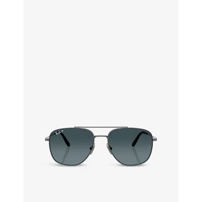 Ray Ban Womens Rb8097 Square-shape Titanium Sunglasses Silver