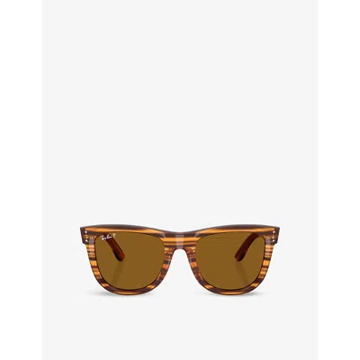 Ray Ban Womens Rbr0502s Wayfarer Reverse Polycarbonate Sunglasses Brown