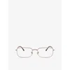 Ray Ban Womens Rx3746v Rectangular-frame Metal Optical Glasses Brown In Brown