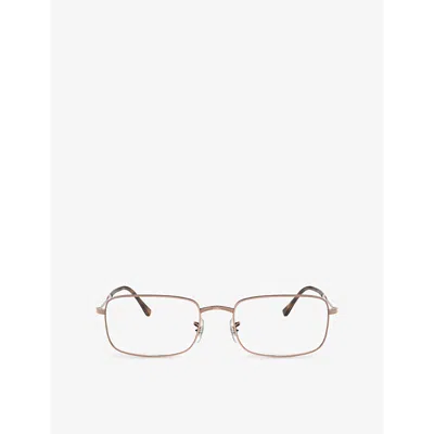 Ray Ban Womens Rx3746v Rectangular-frame Metal Optical Glasses Brown