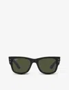 Ray Ban Womens Rb0840s Mega Wayfarer Acetate Sunglasses Black In Black