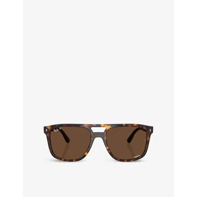 Ray Ban Womens Rb2213ch Chromance Polarised Square-frame Sunglasses Brown