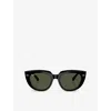 Ray Ban Doreen Sunglasses Black Frame Green Lenses 52-20 In Black