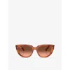 Ray Ban Doreen Sunglasses Red Havana On Transparent Multicolor Frame Pink Lenses 52-20 In Brown