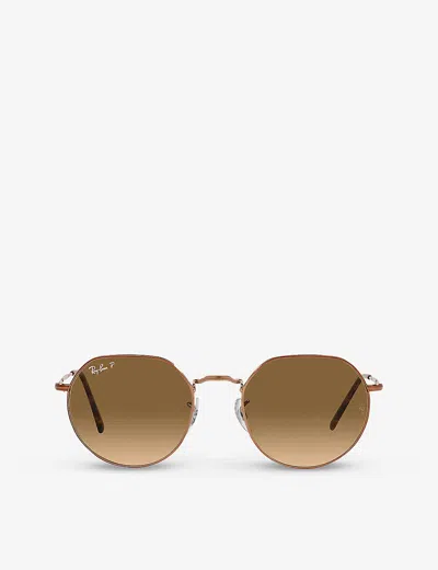 Ray Ban Rb3565 Jack Hexagonal-frame Gold-toned Metal Sunglasses