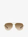 Ray Ban Womens Rb3683 Aviator-frame Metal Sunglasses Gold In Gold