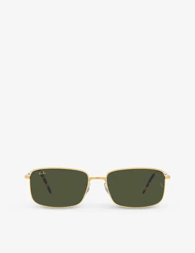 Ray Ban Square-frame Rimless Sunglasses In Green