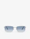 Ray Ban Ray-ban Womens Silver Rb3717 Rectangle-frame Polished Silver-metal Sunglasses In Silver