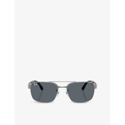 Ray Ban Womens Rb3751 Square-frame Metal Sunglasses Silver