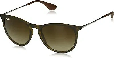 Pre-owned Ray Ban Ray-ban Womens Rb4171 Erika Round Sunglasses, Tortoise, 54 Mm In Brown