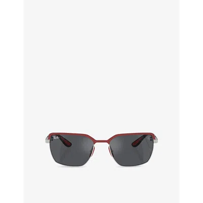 Ray Ban Womens Rayban X Scuderia Ferrari Branded Metal Sunglasses Red