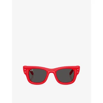 Ray Ban Womens Red Rb4940b Wayfarer Puffer Square-frame Acetate Sunglasses In Neutral
