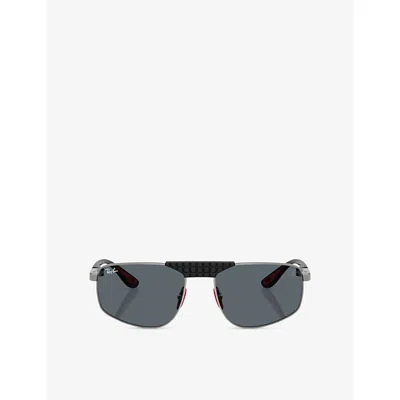 Ray Ban Womens Silver Ray-ban X Scuderia Ferrari Rb3776m Metal Sunglasses In Blue