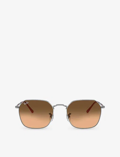Ray Ban Ray-ban Womens Silver Rb3694 Jim Irregular-frame Crystal Sunglasses
