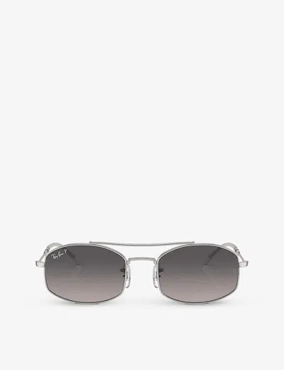 Ray Ban Ray-ban Womens Silver Rb3719 Oval-frame Metal Sunglasses