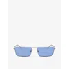 Ray Ban Sunglasses Unisex Emy Bio-based - Silver Frame Blue Lenses 56-17 In Silver