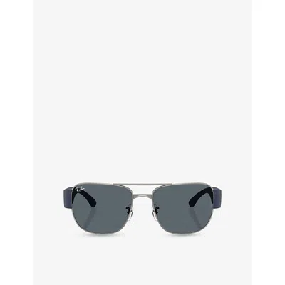Ray Ban Womens Silver Rb3756 Square-frame Metal Sunglasses