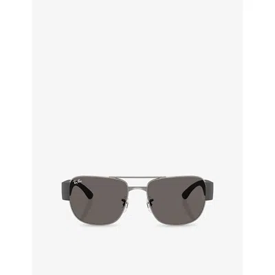 Ray Ban Womens Silver Rb3756 Square-frame Metal Sunglasses