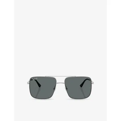 Ray Ban Womens Silver Rb3758 Square-frame Metal Sunglasses