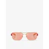 Ray Ban Womens Silver Rb3763m Scuderia Ferrari Square-frame Metal Sunglasses