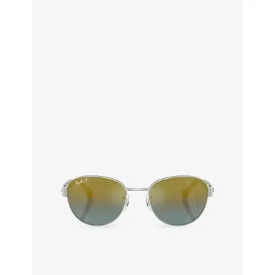 Ray Ban Womens Silver Rb3766ch Round-frame Metal Sunglasses