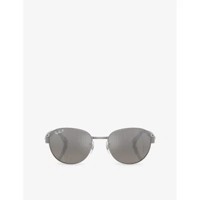 Ray Ban Womens Silver Rb3766ch Round-frame Metal Sunglasses