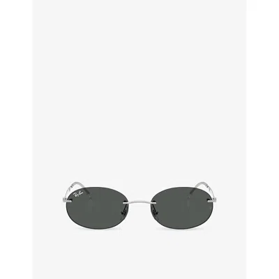 Ray Ban Womens Silver Rb3767 Oval-frame Metal Sunglasses In Pattern