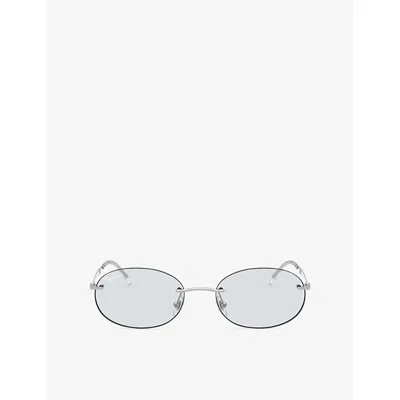 Ray Ban Womens Silver Rb3767 Oval-frame Metal Sunglasses In Pink