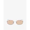 Ray Ban Oval-frame Rimless Sunglasses In Silver