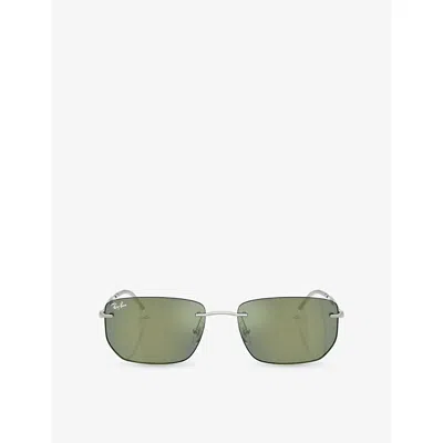 Ray Ban Womens Silver Rb3768 Irregular Metal Sunglasses In Purple
