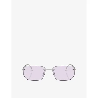 Ray Ban Womens Silver Rb3768 Irregular-frame Metal Sunglasses In Purple