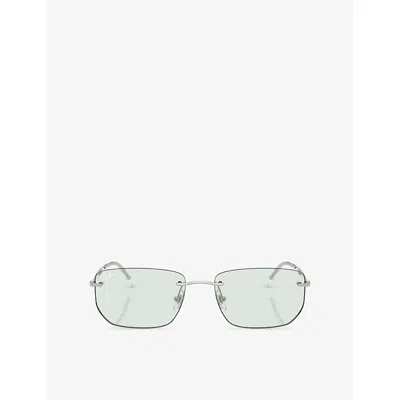Ray Ban Womens Silver Rb3768 Irregular-frame Metal Sunglasses In Pink
