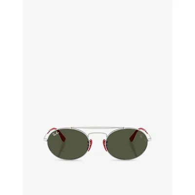 Ray Ban Womens Silver Rb3775m Scuderia Ferrari Collection Oval Metal Sunglasses In Neutral