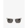 Ray Ban Womens Silver Rb3875 Wayfarer Deluxe Square-frame Metal Sunglasses