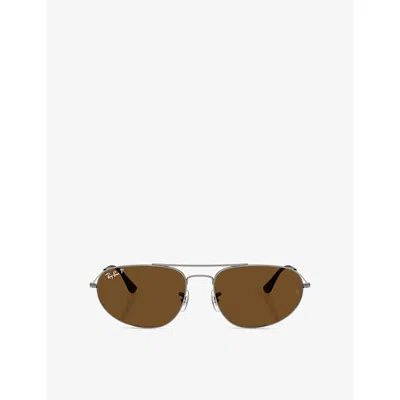 Ray Ban Womens Silver Rb3945 Explorer Iv Irregular Metal Sunglasses In Burgundy