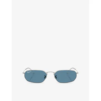 Ray Ban Womens Silver Rb3947 Irregular Metal Sunglasses In Orange