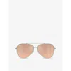 Ray Ban Ray-ban Womens Silver Rbr0101s Aviator Reverse Pilot-frame Metal Sunglasses In Silver